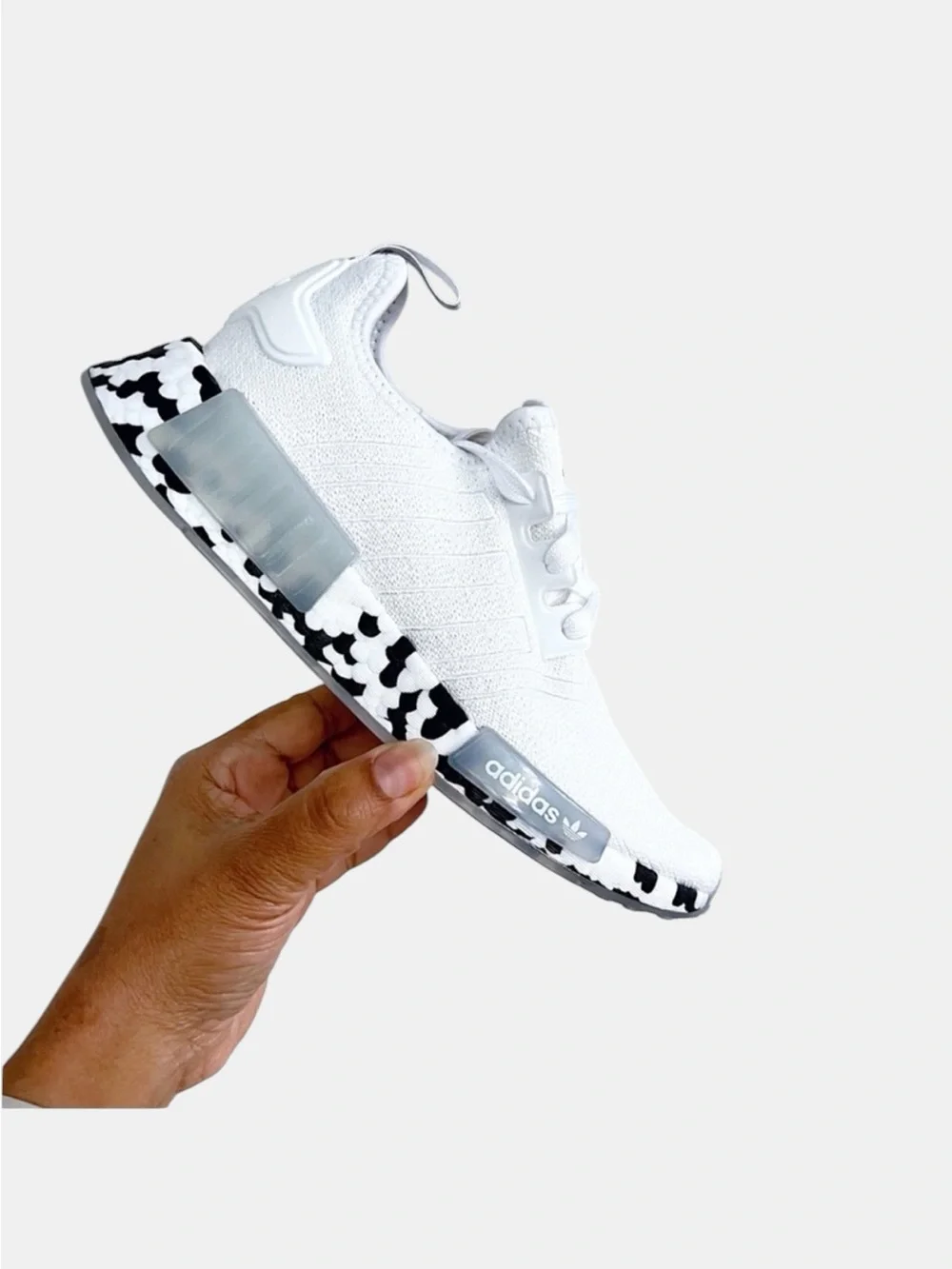 Adidas NMD R1 Black and White Speckled Sneakers 6Y / 7 Women